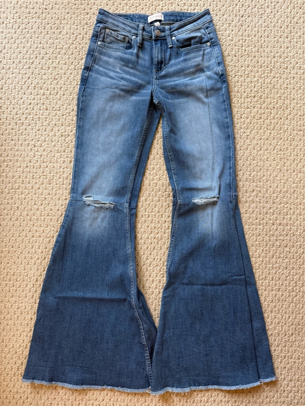 Shyanne Blue Distressed Flare Jeans